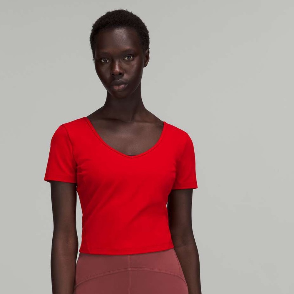 lululemon athletica Red Short Sleeve Scoop Neck Tee